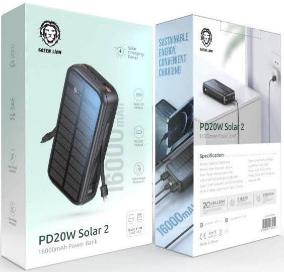 Green Lion PD2OW Solar 2 20000mAh Power Bank
