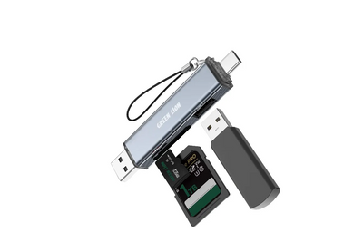 GREEN LION 3 IN1 CARD READER - USB-A amp; USB-C CONNECTIVITY- GRAY