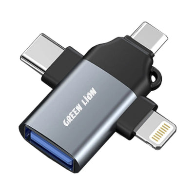 GREEN 3 IN 1 OTG ( LIGHTNING / MICRO / TYPE-C ) - GRAY