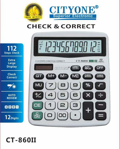 CITY ONE CHECK amp; CORRECT DESKTOP CALCULATOR CT-860II