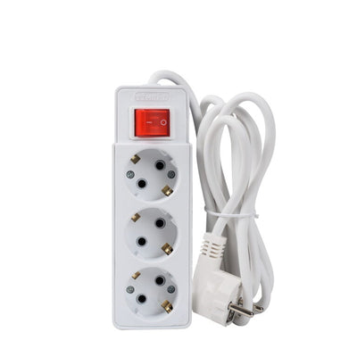 220-250V Outlet Multiple Socket (3 SOCKETS) with Switch, EU Plug Extension, AND GROUNDING PROTECTOR Power Strip