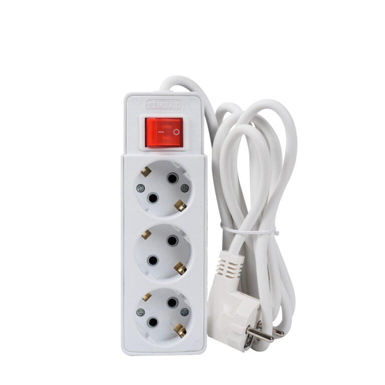 220-250V Outlet Multiple Socket (3 SOCKETS) with Switch, EU Plug Extension, AND GROUNDING PROTECTOR Power Strip