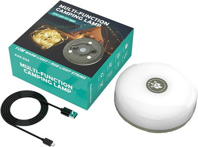 MULTI-FUNCTION CAMPING LAMP (WARM LIGHT+RGB LIGHT STRING) KXK-828