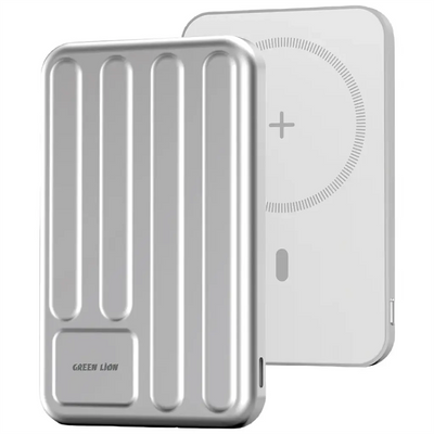 Green Lion Oxford Magsafe 5000mAh Powerbank Qi2 PD 20W- Grey/SILVER
