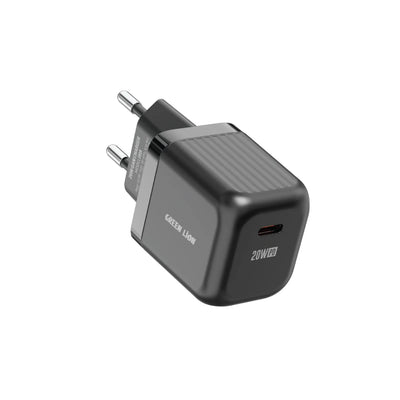 GREEN LION ULTRA COMPACT GAN WALL CHARGER EU PIN USB-C PD 20W - BLACK