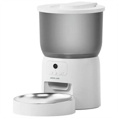 Green Lion Smart Pet feeder with stainless steel bowl -White