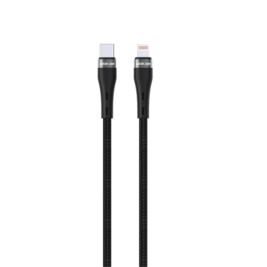 GREEN LION USB - C TO LIGHTNING BRAIDED CABLE 18W - 1M - BLACK