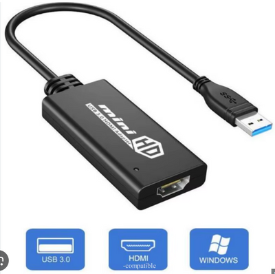 USB 3.0 to Mini HDMI HD 1080P Video Cable Adapter Compatible with PC Laptop Win7/8/10, with Retail Package