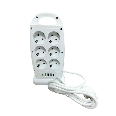 Power Strip Front Back with 12 Sockets and USB