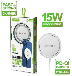 BAVIN C-W-CB215 Qi Magnetic Wireless Thin Fast Charging Charger Compatible w/ iPh 16 Series