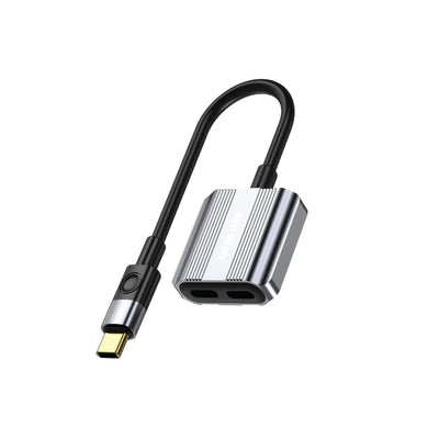 GREEN LION 2 IN 1 SPLITTER ADAPTER TYPE-C TO DUAL TYPE-C - GRAY