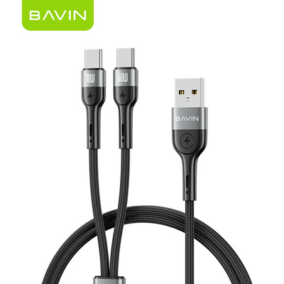 BAVIN U-CB378 60W+18W 2-in-1 Fast Charging Cable Type-C to Type-C 1.2m Nylon for iPh amp;amp; Android (Supports 17 Series)