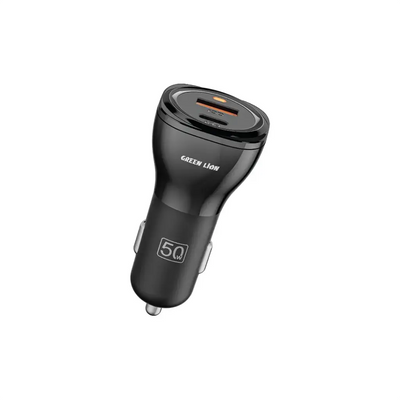 {GNCC50TC2LGBK} Green Lion Dual Port Car Charger 50W (PD 30W + QC 20W) USB-C to Lightning Cable 1M - - Black