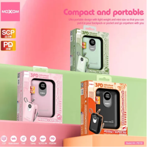 MOXOM MX-PB159 20000mAh 3-in-1 fast-charging power bank-PINK/GREEN