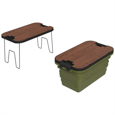 Green Lion FOLDING BASKET with Built in Table - Green