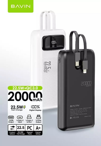 Bavin PC007S Pro 20000mAh 22.5W PD + QC3.0 Black