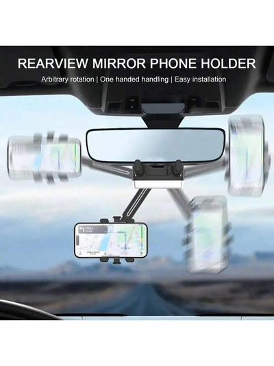 360-degree rotating car rearview mirror phone holder