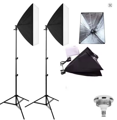Professional photography studio foldable 50*70cm soft case, includes light bulb and studio flash stand.