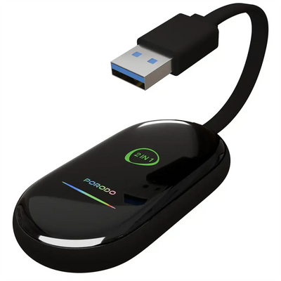 Porodo Play-X Wireless CarPlay Adapter with Wi-Fi and Bluetooth Connectivity - Black