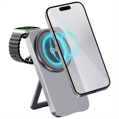 {GNMGSTDUOKGY} Green Lion Magstand Duo Qi2 Wireless Charger 15W - Gray