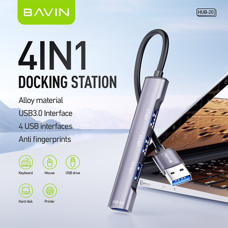 BAVIN U-H2-20 4-in-1 Multifunctional USB HUB Docking Station