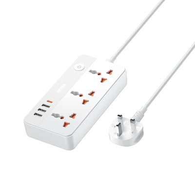 REMAX Kiddy Series 20W 3A1C 3-outlet Power Strip- WHITE/ BLACK