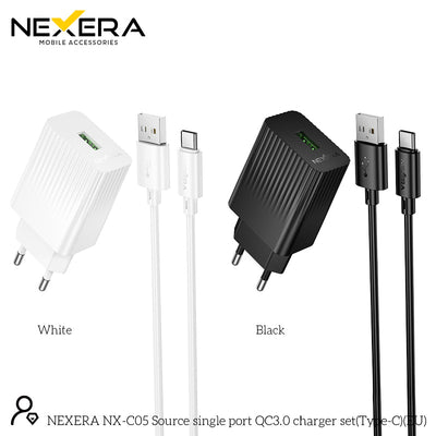 NEXERA BAS72A Source single port QC3.0 charger set(Type-C)(EU) With X88 cable