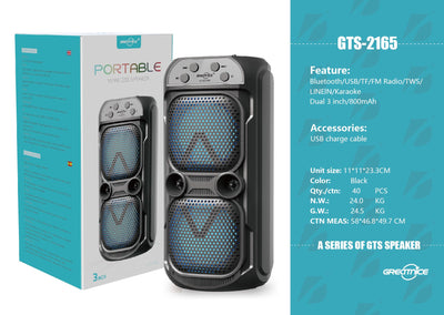 2*3 inch Portable Speaker VIP1 Model Unit Size: 11*11*23.3CM GTS-2165