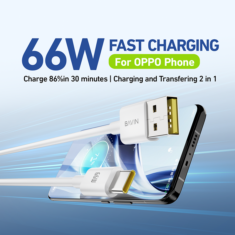 Bavin Fast Charging And High Speed Data Transfer 66w Cable Cb357 For Oppo Phone