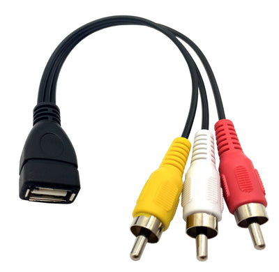 USB to 3 RCA Cable, 8 inch USB 2.0 A Female to 3RCA Male Audio Video Capture Card AV Composite Adapter Cable (USB F/3RCA M)